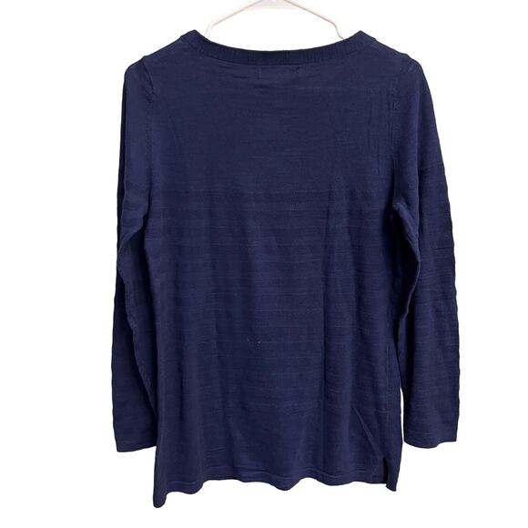 Banana Republic Shoulder Button Crew Neck Pullover Sweater Blue Size Medium - Picture 4 of 9